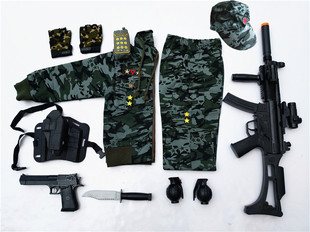 儿童小特警迷彩套装 COS小军人特种兵特战装备儿童声光玩具枪套装
