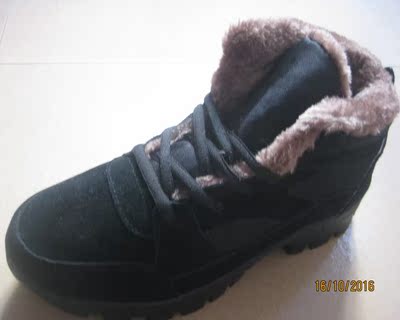 冬季加绒男鞋磨砂皮运动休闲鞋高帮户外鞋工作鞋保暖棉鞋