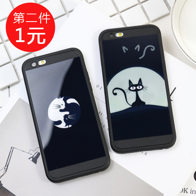潮款猫咪情侣5se保护套亚克力苹果ip6s全包硅胶软壳iphone7手机壳