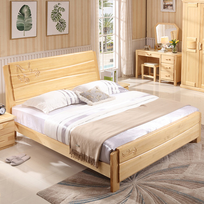 全实木床主卧1.8米松木床1.5m双人储物高箱床简约现代家具经济型