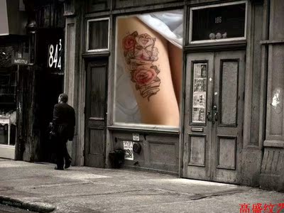 玫瑰 沙漏 花臂 韩国防水纹身贴男 女款胸部 后背 小腿 大腿刺青