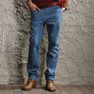 杰克莱曼男士直筒休闲柔软弹力修身秋季牛仔裤