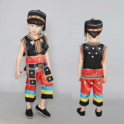 男童壮族苗族舞蹈演出服民族儿童演出服装少儿彝族舞蹈服合唱服新