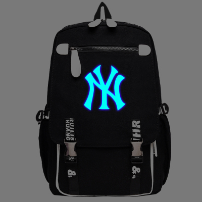 纽约扬基棒球大联盟夜光双肩包NY中小学男女生书包大容量帆布背包
