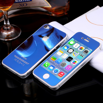 视可欣 苹果4s钢化玻璃膜 4S手机贴膜前后镜子膜iphone4s电镀彩膜