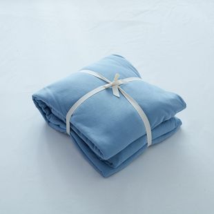 裸睡日式条纹纯色天竺棉被套针织棉被罩单双人全棉被套床单床笠