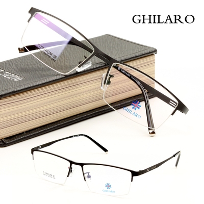 古劳正品男式半框眼镜架 纯钛商务休闲近视眼镜框 包邮
