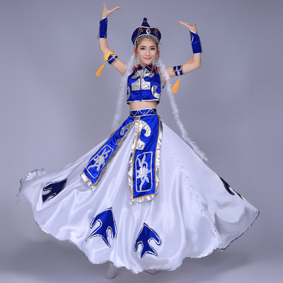 包邮新款蒙古族服装少数民族女装蒙古舞蹈演出服舞台表演服大摆裙