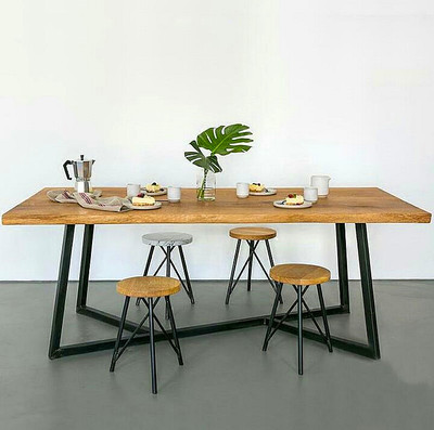 北欧餐桌工业风铁艺实木办公桌loft电脑桌书桌长咖啡桌设计师家具