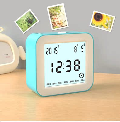 翻转闹钟创意静音重力感应计时器温度计床头儿童电子时钟台钟