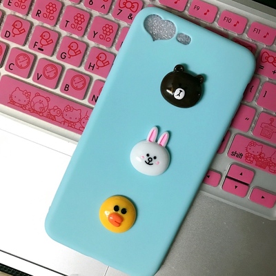 立体韩国布朗熊莎莉鸡可妮兔iphone6/7plus手机壳X7 R9