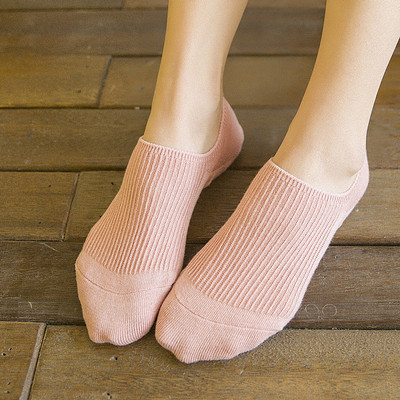 纯色船袜女 低帮浅口硅胶防滑隐形袜 夏季新款森系竖条纹袜套wazi