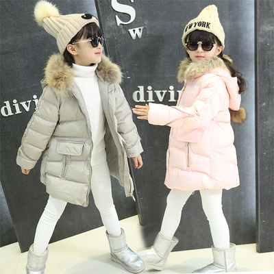 女童2016冬季新款加厚棉服 小女孩韩版手塞棉上衣外套大毛领棉衣