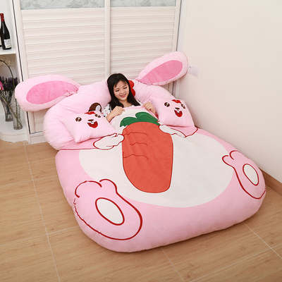 懒人沙发床单人双人卡通十二生肖可爱兔子创意卧室榻榻米龙猫床垫