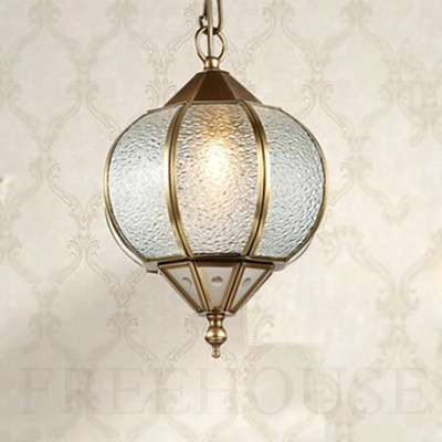 美式全铜鱼线吊灯玄关过道阳台走廊欧式复古门厅灯具吊链灯饰玻璃