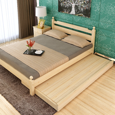 包邮特价实木床1.5米双人床1.8米松木儿童床1米单人床1.2米带拖床