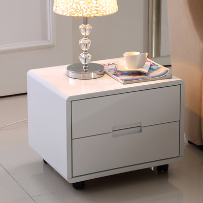 床头柜简约 现代时尚 白色亮光烤漆床头柜 储物柜 整装