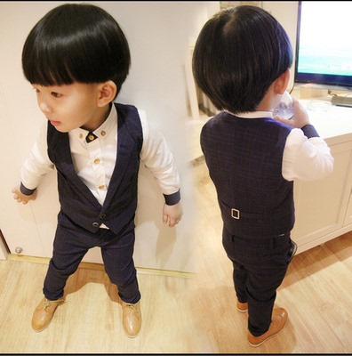 童装秋装新款儿童马甲三件套男童小西装套装5韩版6潮3男孩礼服8岁