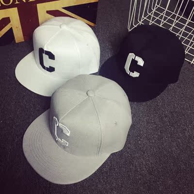 字母C刺绣棒球帽时尚嘻哈帽黑色白色潮流男女学生帽子个性鸭舌帽