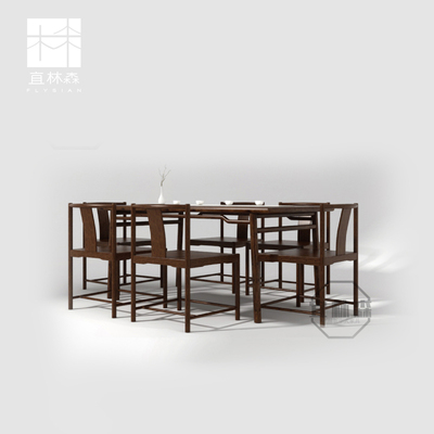 新中式实木餐桌椅新明式茶桌椅禅意实木茶椅茶桌会所茶楼餐厅家具