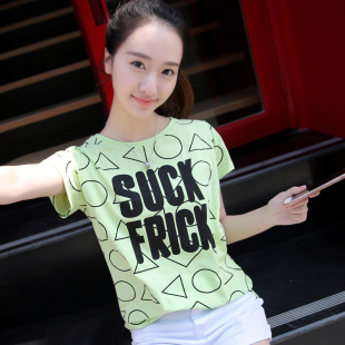 夏季新款女装韩版印花宽松圆领短袖T恤