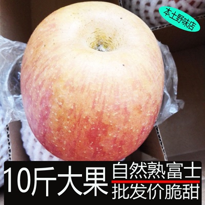 陕西特产新鲜水果红富士苹果短枝片红膜袋75#80#果10斤装脆甜包邮