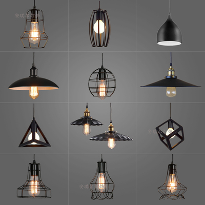 美式复古工业风餐厅灯吊灯个性灯罩铁艺三头小吊灯简约吧台灯灯具