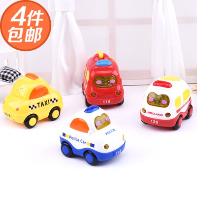 4个包邮婴儿玩具声光音乐惯性小玩具车 宝宝卡通小汽车儿童玩具车