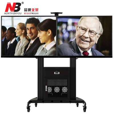 NB42-65寸会议电视机箱双屏落地支架视听机柜 拼接双屏移动推车