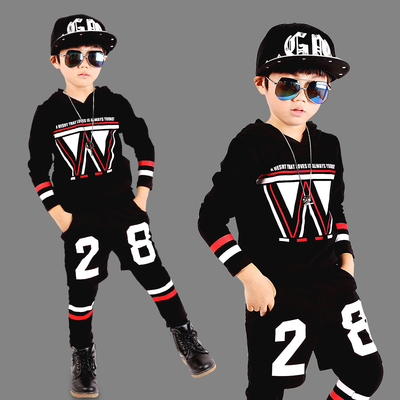 儿童套装春秋男童韩版嘻哈裤运动个性街舞百变潮童卫衣三件套套装