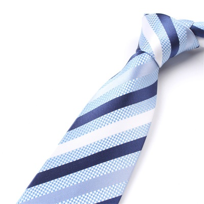 领带男士正装商务天蓝白职业工作上班浅蓝宽斜纹条纹宽版8CM学生