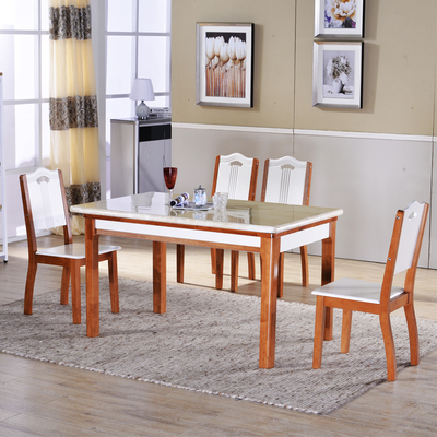 大理石餐桌现代简约餐桌椅组合4人6人经实木餐椅饭欧式风格包邮