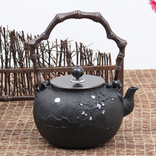 日本竹梅老铁壶原装进口无涂层南部铸铁大师级纯手工煮白茶壶特价