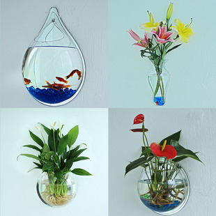 欧式壁挂花盆 创意客厅玻璃挂式个性迷你水花盆 水培花盆挂壁鱼缸