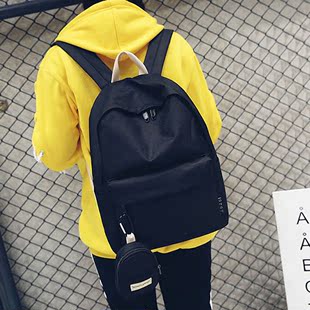 尼龙双肩包女日韩版纯色高中学生书包大容量女士休闲背包旅行包潮