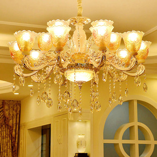 欧式锌合金玉石水晶吊灯现代奢华客厅吊灯简欧式吊灯卧室餐厅灯具