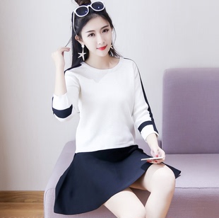女装秋装韩版新品气质时尚修身针织小风香套装毛衣两件套大摆短裙