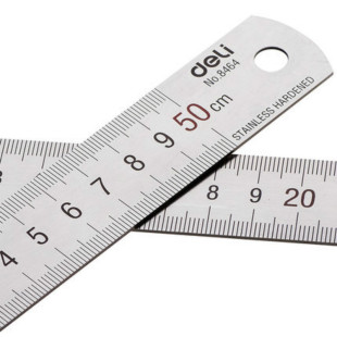 得力钢直尺不锈钢测量工具30/50cm厘米加厚钢尺子正品8463/8464
