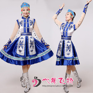 新款蒙古族舞蹈演出服装少数民族舞台表演服饰绣花蒙古族短裙女