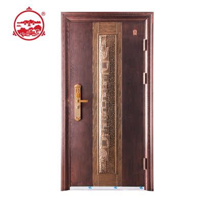 甲级入户防盗门安全门定制家用纯铜拼接高档木纹加厚型西州品牌门