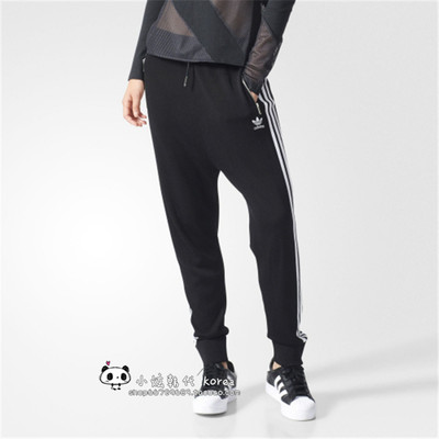 韩国正品代购Adidas   新款女子百搭舒适休闲运动长裤黑色BK2326