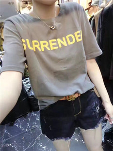 亚米诺正版2016新款欧美时尚字母韩版休闲短袖T恤打底衫潮配丝巾