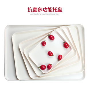 长方形托盘白色面包展示盘密胺树脂 酒店宾馆 欧式塑料茶盘水杯盘