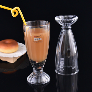 玻璃杯创意奶茶杯 加厚果汁杯饮料杯冰淇淋杯奶昔杯冷饮店专用杯