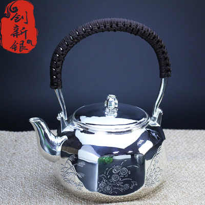 创新银茶壶 银功夫茶壶纯银999 纯银烧水壶纯银壶纯银茶壶茶具