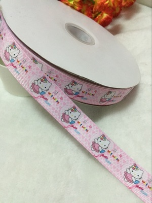 2．5卡通织带一码价kitty猫印螺纹带DIY儿童发饰配件带子