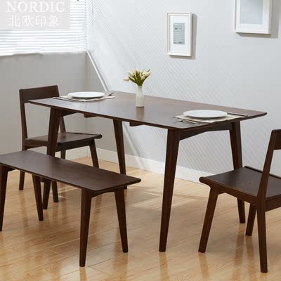 北欧餐桌纯实木餐桌 白橡木餐桌 日式小户型简约餐桌