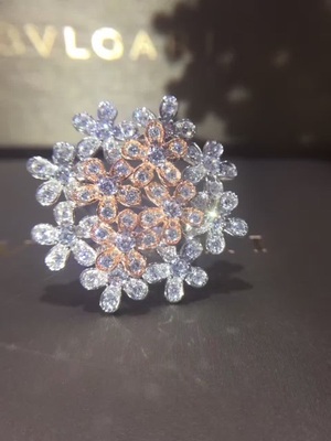 润年珠宝新品s925纯银繁花戒指镶嵌进口高碳灰锆石精个性十足女戒