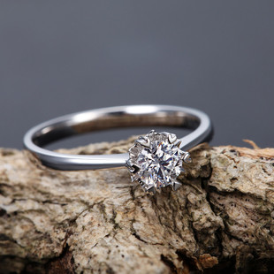 【天天特价】S925雪花克拉钻戒结婚女戒指纯银仿真钻石戒指求婚戒