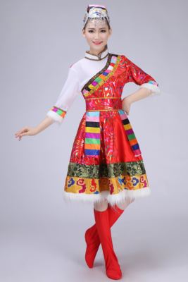 新款2016藏族演出服装少数民族服饰女蒙古舞蹈服壮族舞台演出服装